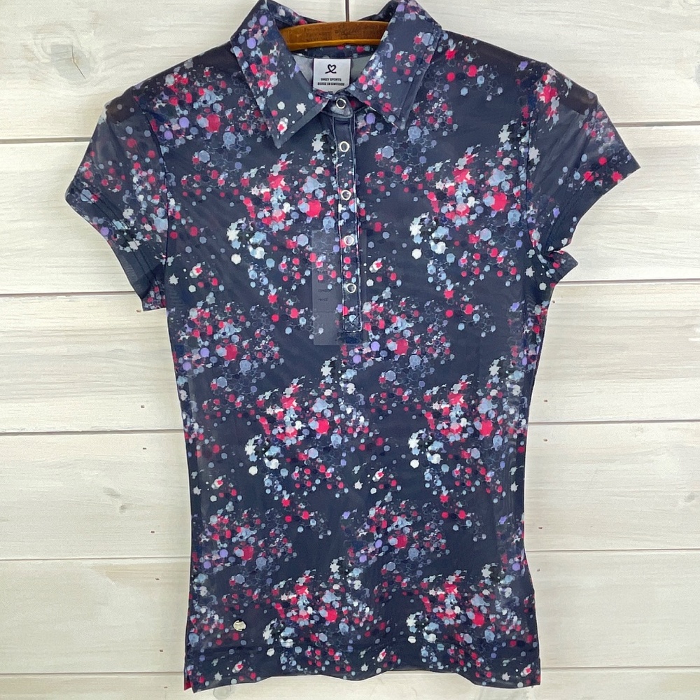 Women's Daily Sports Elizabet Sheer Blue Athletic Short Sleeve Top - NWT